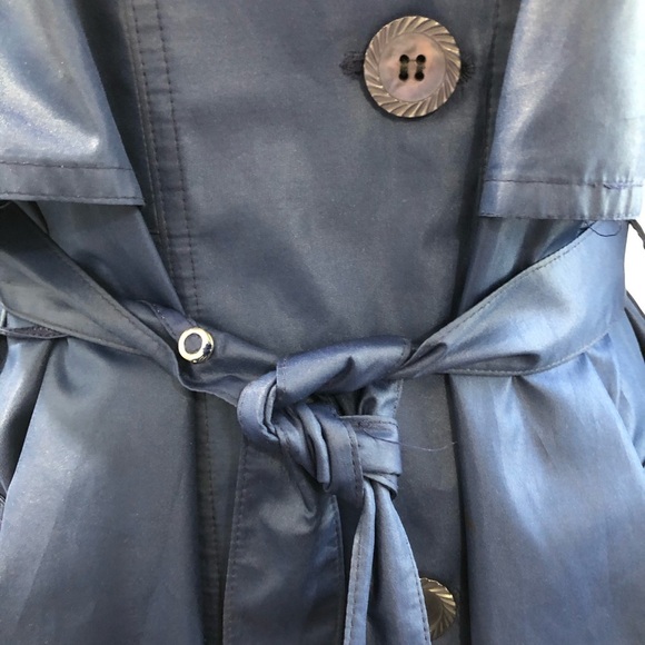 Vintage London Fog long trench coat navy blue button front 14M EUC - Picture 5 of 16